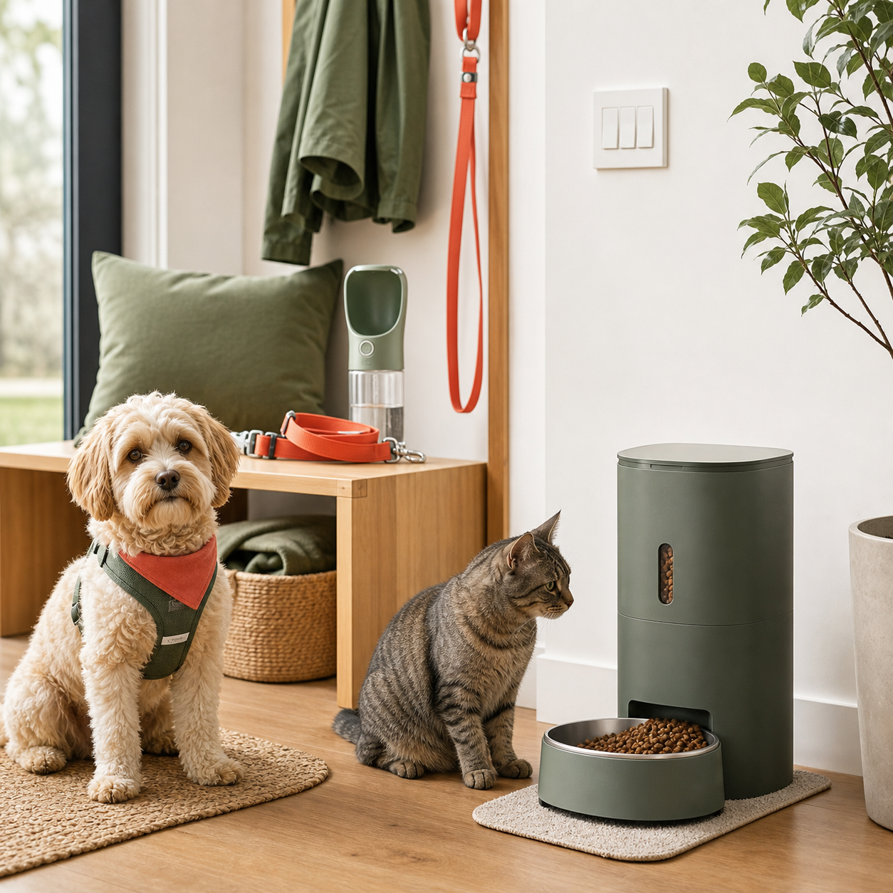 Pet feeder and daily care accessories
